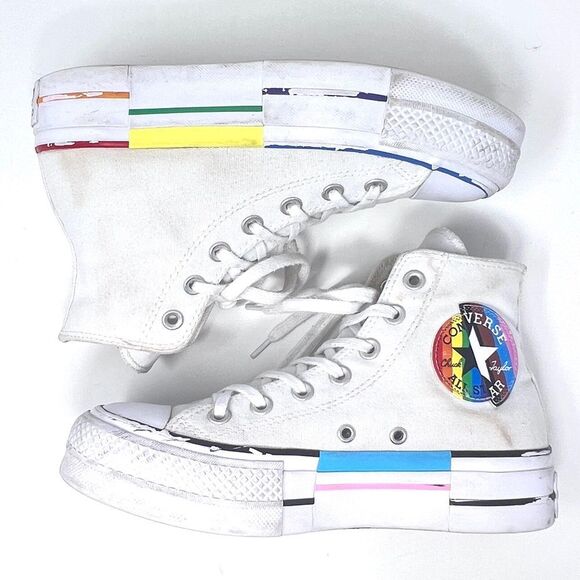 Converse Pride Rainbow Chuck Taylor All Star High Top Lift Platform Sneakers 6.5 - Picture 2 of 10